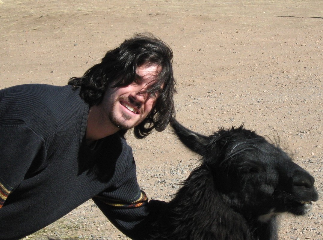 Daniel R with llama, Mendoza, Argentina